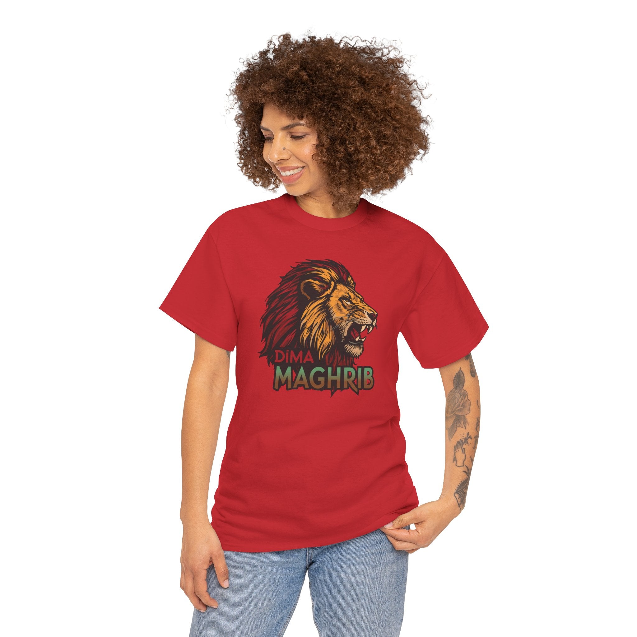 Dima Maghrib Lion Tee - Red | World Cup 2026